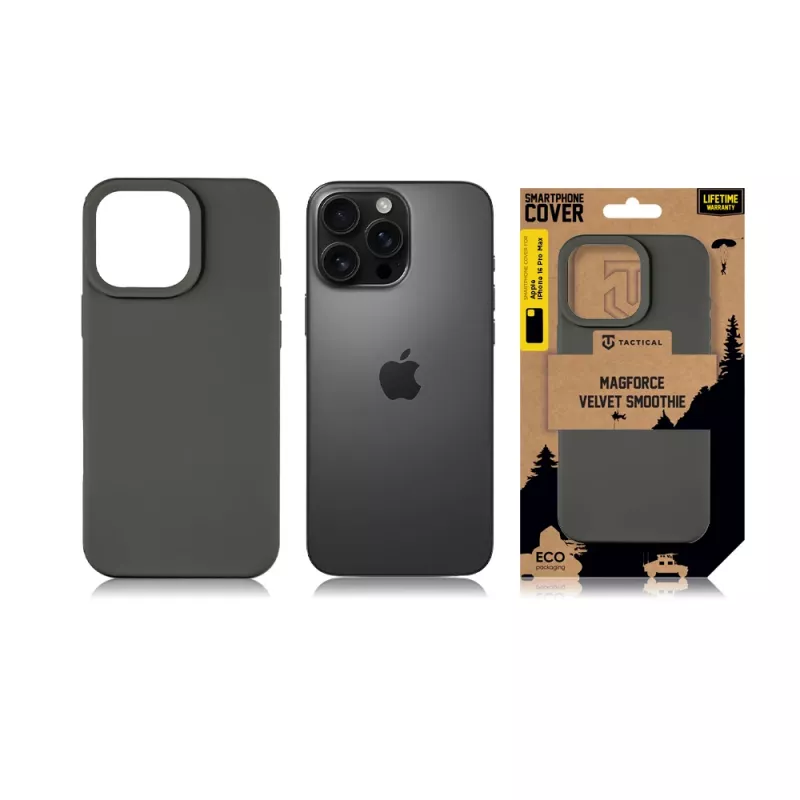Capa traseira tática MagForce Velvet Smoothie para iPhone 16 Pro Max - preta