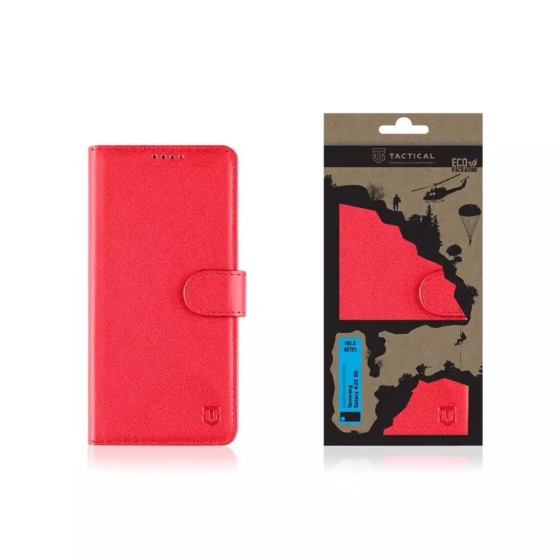 Capa tipo livro tática Field Notes para Samsung Galaxy A26 5G vermelho