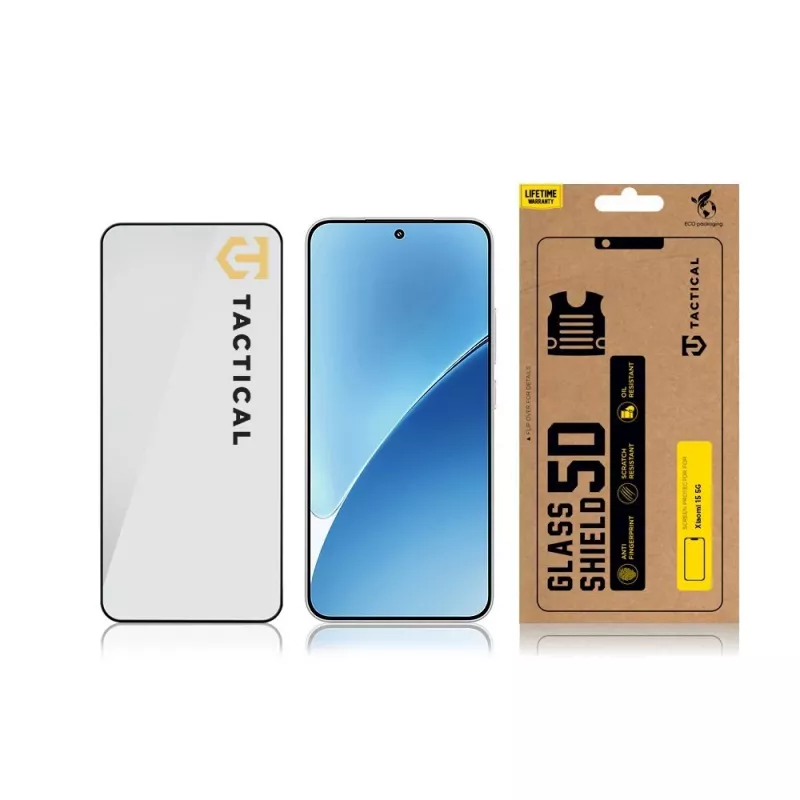 Película de vidro tática Glass Shield 5D para Xiaomi 15 5G preto