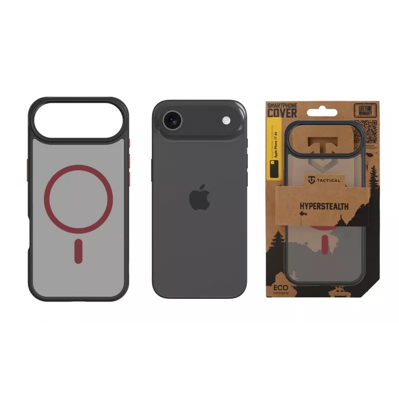 Capa traseira tática MagForce Hyperstealth 2.0 para iPhone Air, preto/vermelho