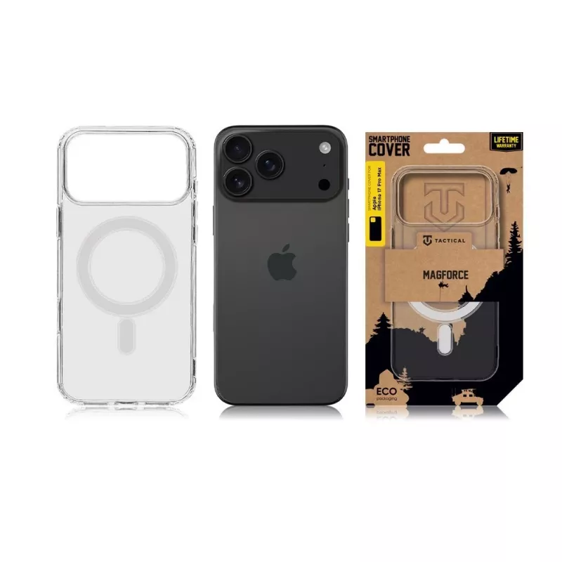 Tactical MagForce Capa traseira para iPhone 17 Pro Max, transparente