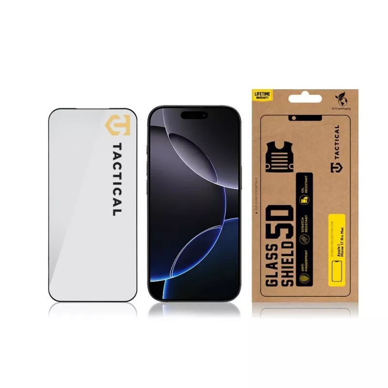 Tactical Glass Shield 5D para iPhone 17 Pro Max preto