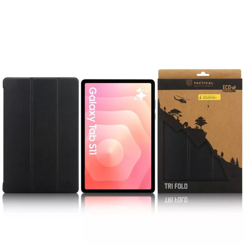 Capa tipo livro tática Tri Fold Galaxy Tab S11 preto