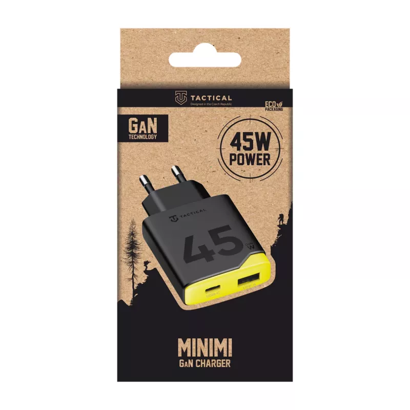 Tactical Minimi GaN 45W carregador de parede CA USB-C preto