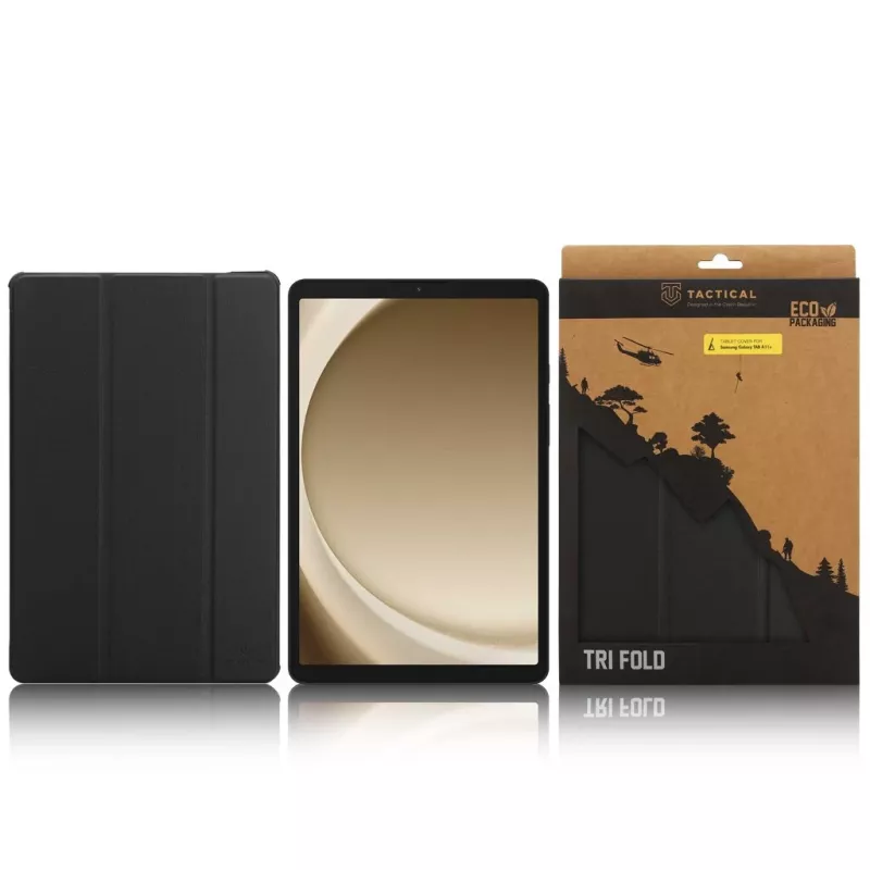 Capa tipo livro tática Tri Fold Galaxy TAB A11+ preto