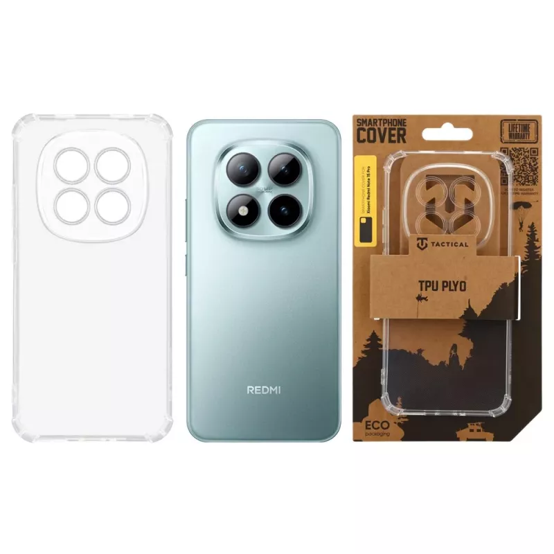 Capa traseira Tactical TPU Plyo para Xiaomi Redmi Note 15 Pro 5G, transparente