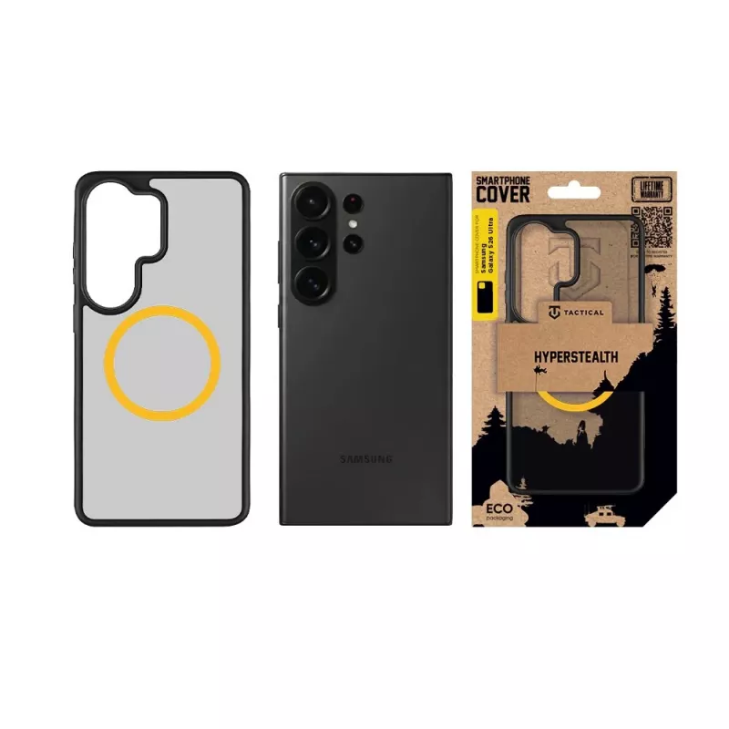 Capa traseira tática MagForce Hyperstealth 2.0 para Samsung Galaxy S26 Ultra, preto/amarelo