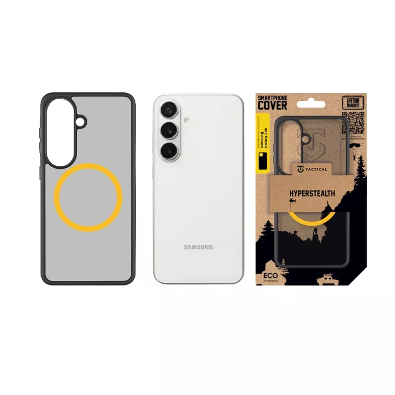 Capa traseira tática MagForce Hyperstealth 2.0 para Samsung Galaxy S26, preto/amarelo