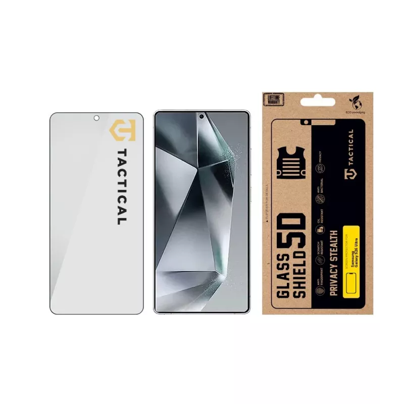 Tactical Glass Shield Privacy Stealth 5D para Samsung Galaxy S26 Ultra preto