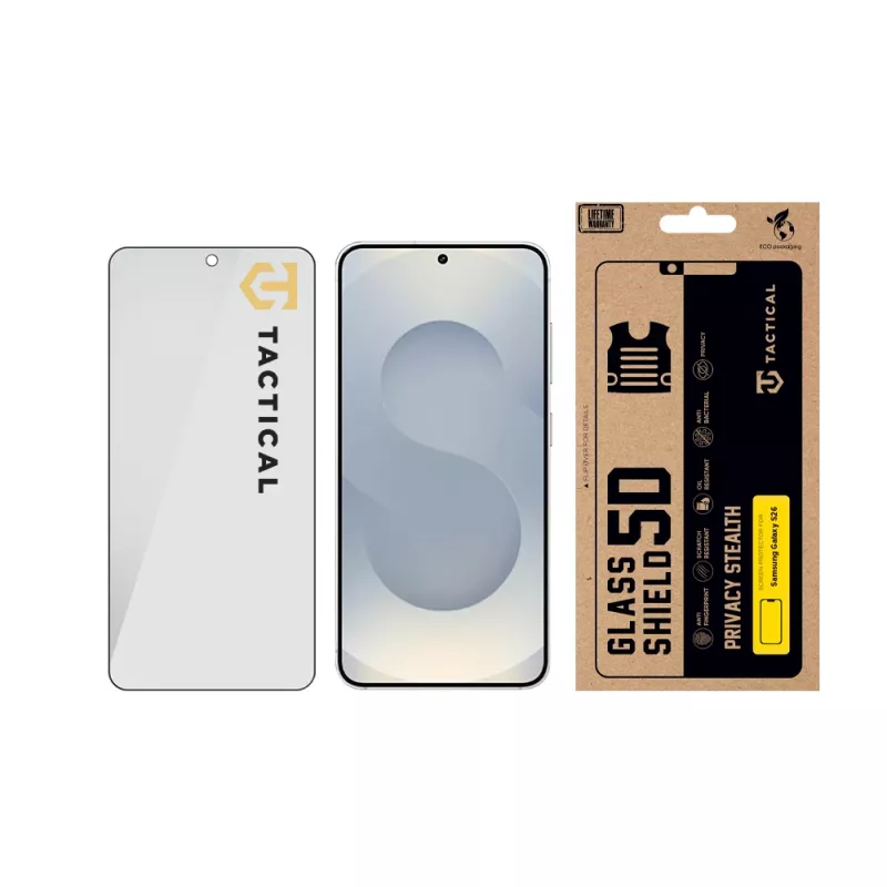 Tactical Glass Shield Privacy Stealth 5D para Samsung Galaxy S26 preto