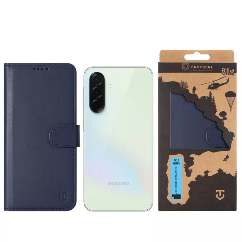 Capa tipo livro tática Field Notes Galaxy A37 azul-marinho