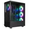 Caixa de PC mid tower Rampage SHIVA com janela lateral em vidro temperado e 4x ventoinhas rainbow RGB de 120mm, preto