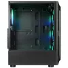 Caixa de PC mid tower Rampage SHIVA com janela lateral em vidro temperado e 4x ventoinhas rainbow RGB de 120mm, preto
