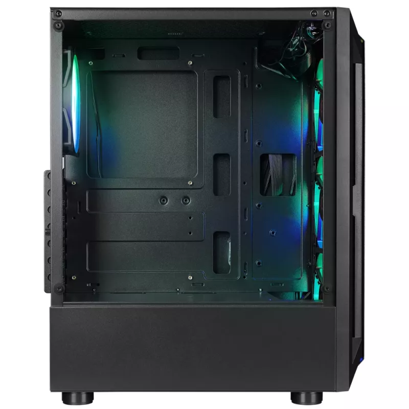 Caixa de PC mid tower Rampage SHIVA com janela lateral em vidro temperado e 4x ventoinhas rainbow RGB de 120mm, preto