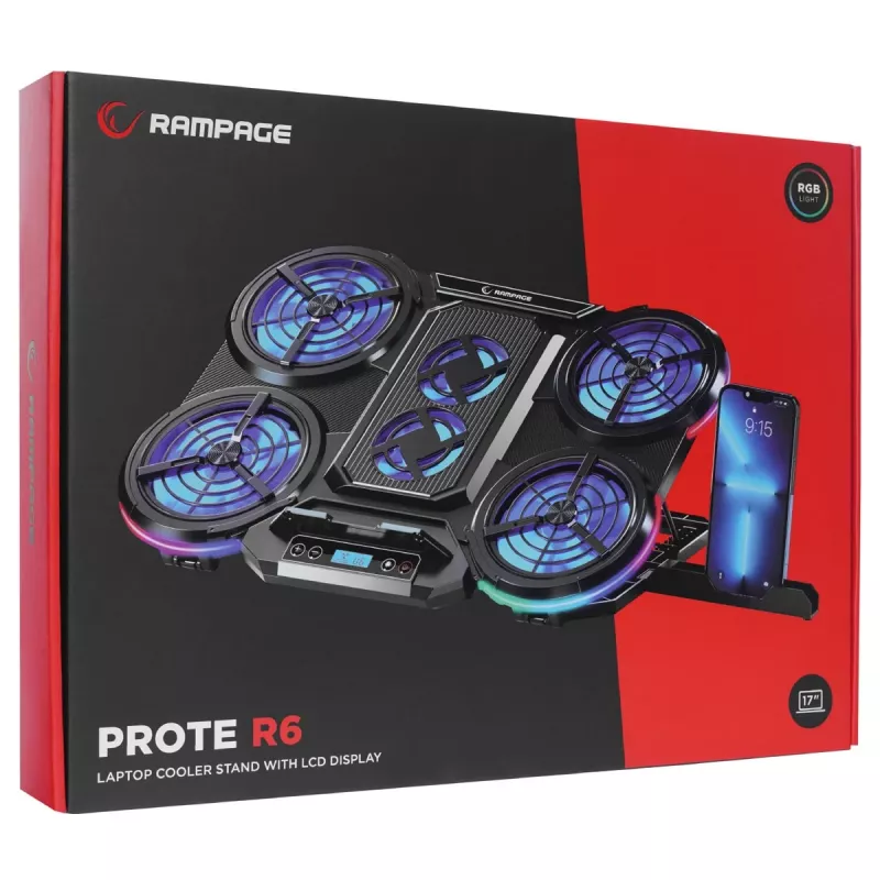 Rampage PROTE R6 Suporte de arrefecimento para portátil, 10-17 polegadas, RGB