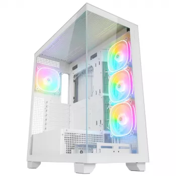 Caixa de PC mid tower Rampage Hydra V1, branco, 4x ventoinhas ARGB de 120mm, USB-C/USB-A, hub ARGB, vidro temperado