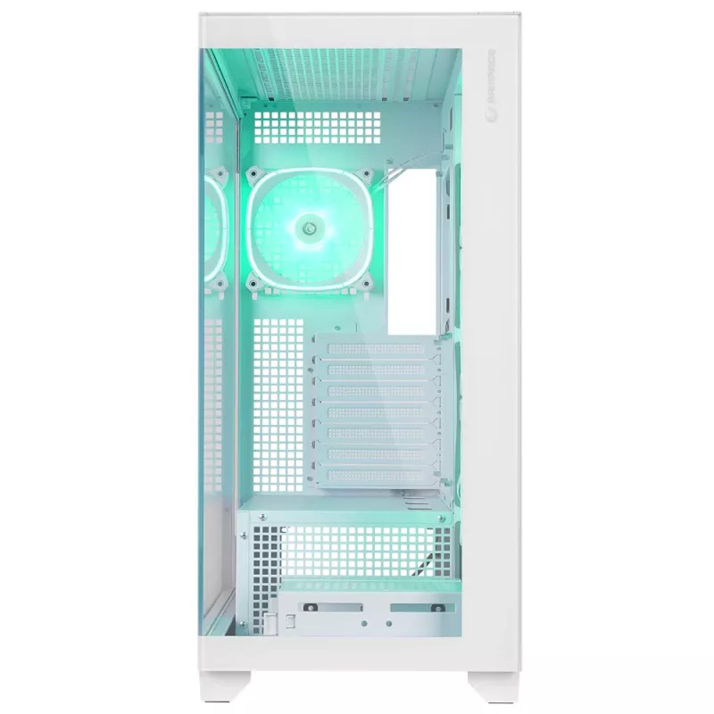 Caixa de PC mid tower Rampage Hydra V1, branco, 4x ventoinhas ARGB de 120mm, USB-C/USB-A, hub ARGB, vidro temperado