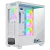 Caixa de PC mid tower Rampage Hydra V1, branco, 4x ventoinhas ARGB de 120mm, USB-C/USB-A, hub ARGB, vidro temperado