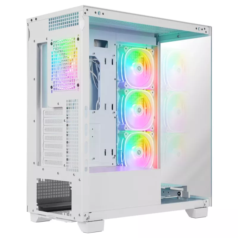 Caixa de PC mid tower Rampage Hydra V1, branco, 4x ventoinhas ARGB de 120mm, USB-C/USB-A, hub ARGB, vidro temperado