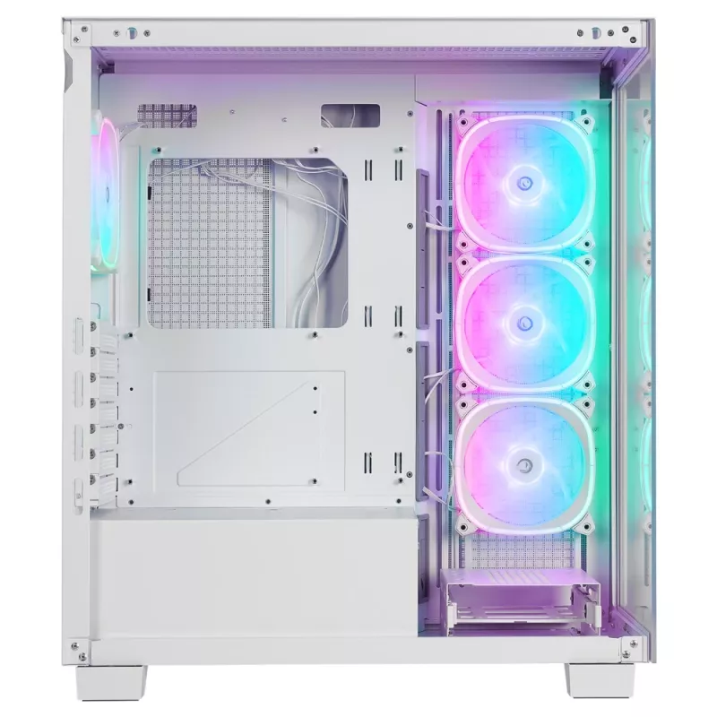 Caixa de PC mid tower Rampage Hydra V1, branco, 4x ventoinhas ARGB de 120mm, USB-C/USB-A, hub ARGB, vidro temperado