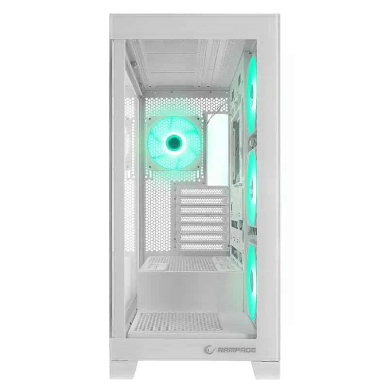 Caixa de PC mid tower Rampage Hydra V2 branco com 4x ventoinhas ARGB de 120mm e vidro temperado