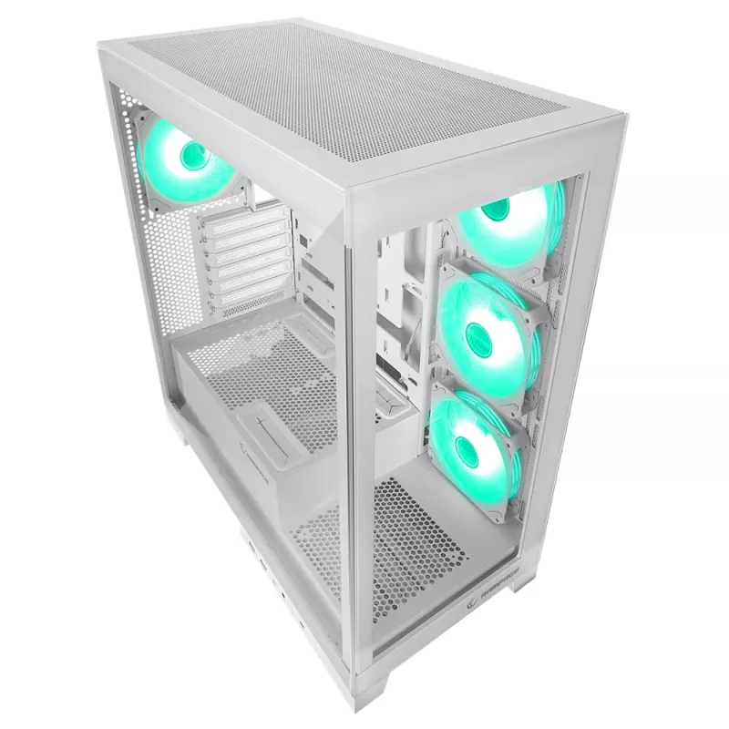 Caixa de PC mid tower Rampage Hydra V2 branco com 4x ventoinhas ARGB de 120mm e vidro temperado