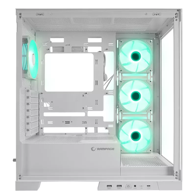 Caixa de PC mid tower Rampage Hydra V2 branco com 4x ventoinhas ARGB de 120mm e vidro temperado