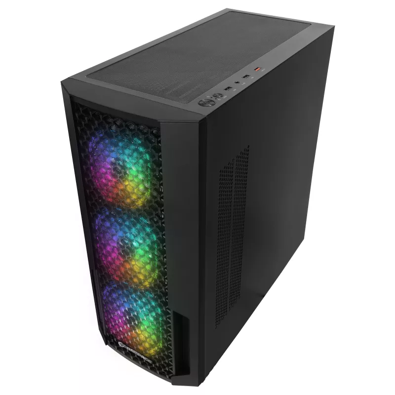 Caixa de PC mid tower Rampage Shelob, 4x ventoinhas ARGB, vidro temperado, preto