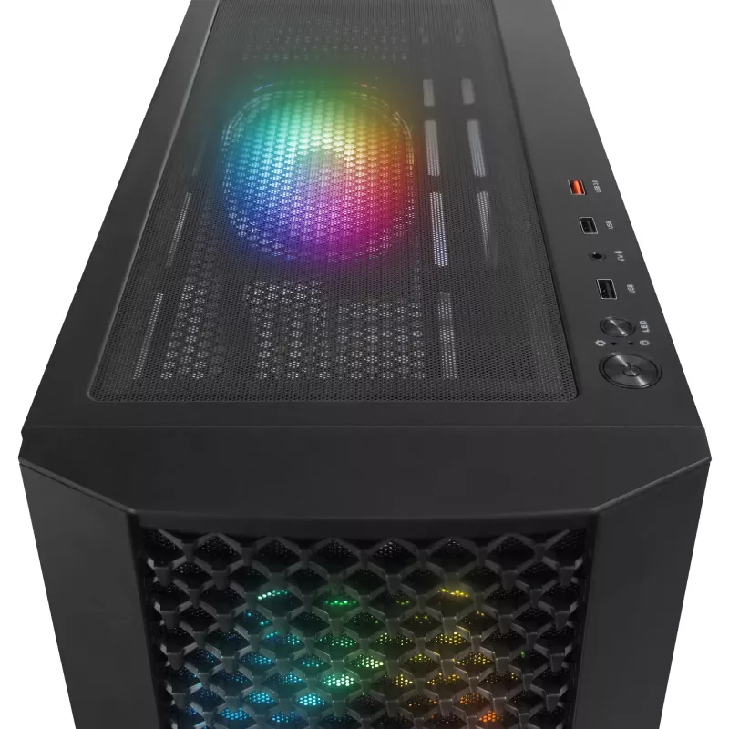 Caixa de PC mid tower Rampage Shelob, 4x ventoinhas ARGB, vidro temperado, preto