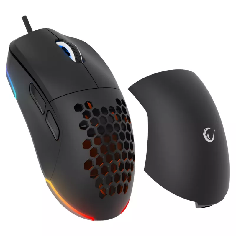 Rato gaming com fio USB Rampage BLINK, 12800 DPI, RGB, sensor ótico, preto
