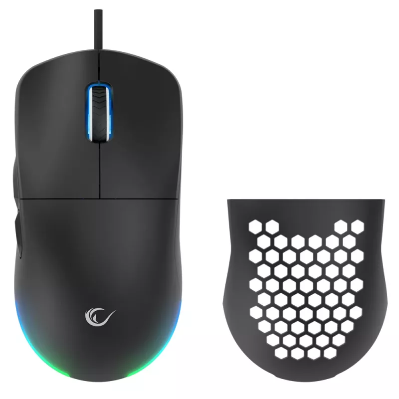 Rato gaming com fio USB Rampage BLINK, 12800 DPI, RGB, sensor ótico, preto