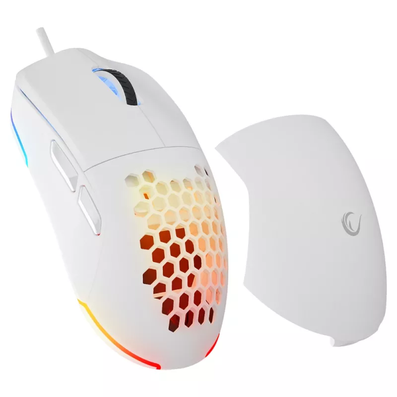 Rato gaming com fio Rampage BLINK, 12800 DPI, RGB, sensor ótico, branco