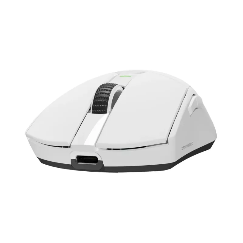 Rato gaming sem fios Rampage Zenith Pro 26000 DPI branco + recetor 4KHz PAW3395 BT 5.2