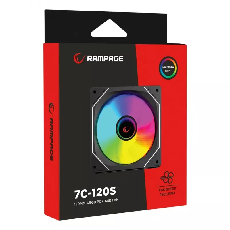Ventoinha para caixa Rampage 120mm 1800RPM Infinite Loop ARGB PWM preta