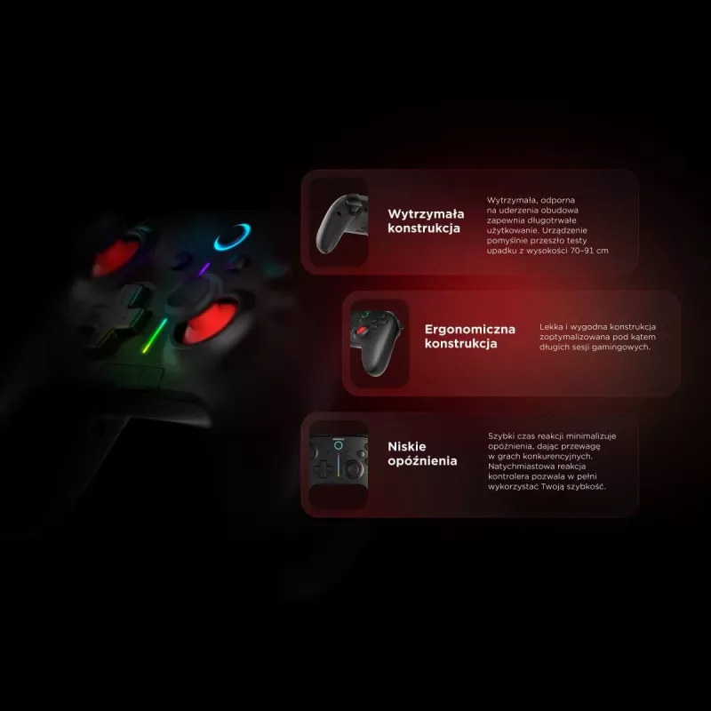 Comando Rampage Hydra Pro Pad sem fios RGB 2.4G Hall Effect com gatilhos magnéticos, preto