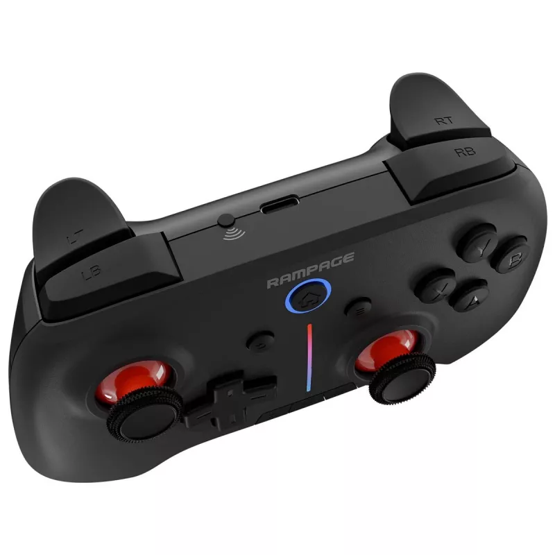 Comando Rampage Hydra Pro Pad sem fios RGB 2.4G Hall Effect com gatilhos magnéticos, preto