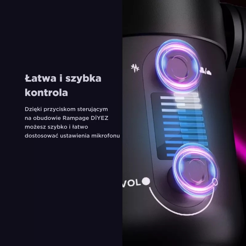 Rampage Diyez Microfone gaming USB-C RGB, preto