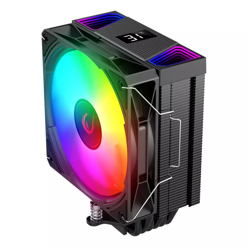 Arrefecedor de CPU Rampage Octagon C70 LGA1700/AM5 ventoinha LCD Infinity 120mm ARGB preto