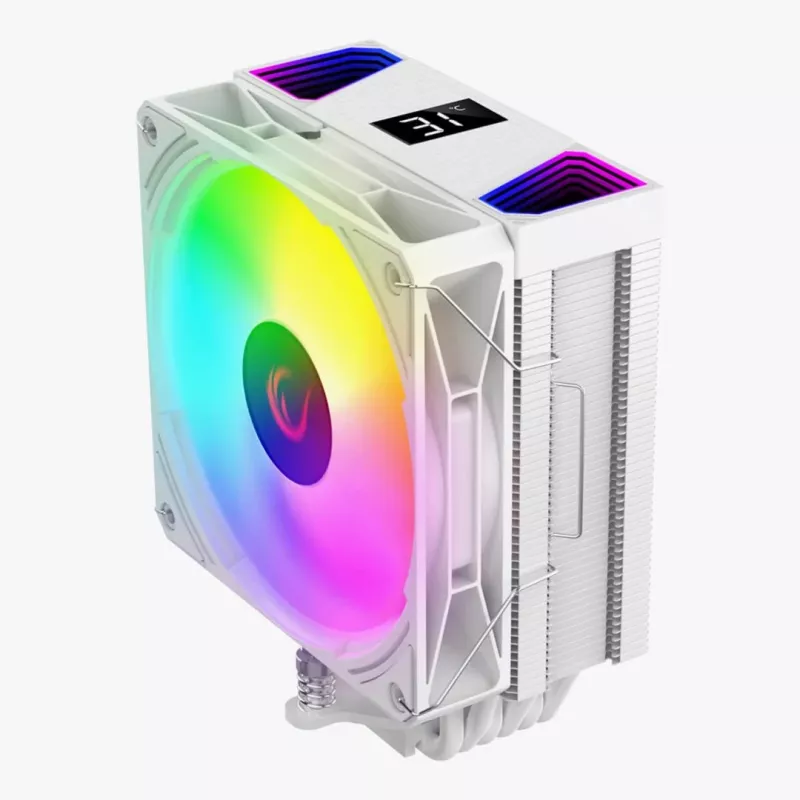Rampage Octagon C70 Cooler de CPU com LCD, ventoinha ARGB de 120 mm, AM5/LGA1700, branco