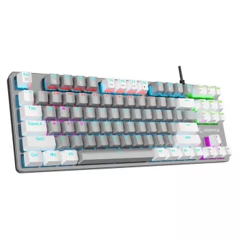 Teclado gaming mecânico Rampage Snug RGB KRGD Blue, Tenkeyless, cinzento-branco