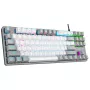 Teclado gaming mecânico Rampage Snug RGB KRGD Red, branco-cinzento, layout 60%, com fio USB-C