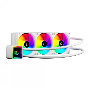 Arrefecedor de CPU líquido all-in-one Rampage INFINITE V360 360mm ARGB, indicador de temperatura, branco