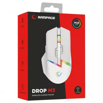 Rato gaming sem fios Rampage Drop M3 V2 24000 DPI 1000 Hz branco