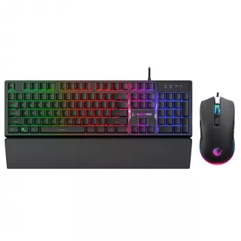 Conjunto de teclado, rato e tapete de rato gaming Rampage Fortuna, 12800 DPI, preto
