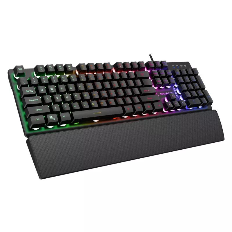 Conjunto de teclado, rato e tapete de rato gaming Rampage Fortuna, 12800 DPI, preto