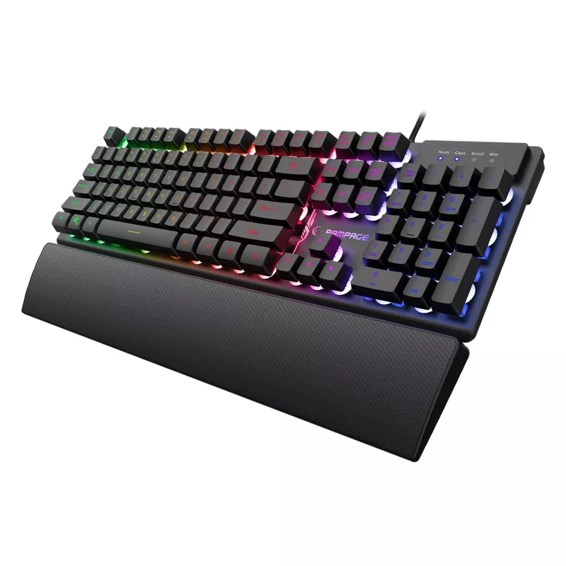 Conjunto de teclado, rato e tapete de rato gaming Rampage Fortuna, 12800 DPI, preto