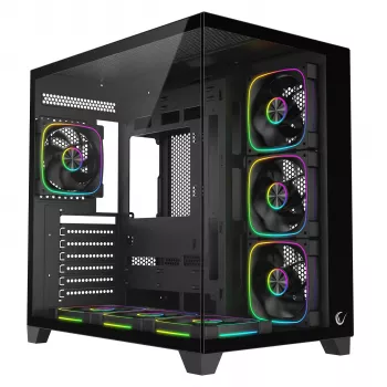 Caixa de PC mid-tower RAMPAGE SEALITE-BLACK com vidro temperado, 7 ventoinhas ARGB PWM, preta