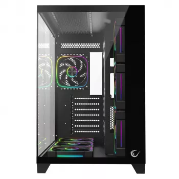 Caixa de PC mid-tower RAMPAGE SEALITE-BLACK com vidro temperado, 7 ventoinhas ARGB PWM, preta