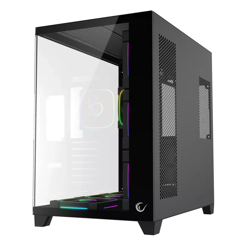 Caixa de PC mid-tower RAMPAGE SEALITE-BLACK com vidro temperado, 7 ventoinhas ARGB PWM, preta