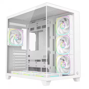 Caixa de PC mid-tower RAMPAGE SEALITE-WHITE com vidro temperado, 7 ventoinhas ARGB PWM, branca